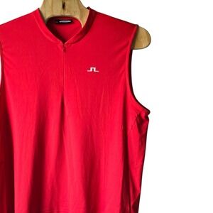 J.Lindeberg Mens XXL Red Sleeveless Quarter Zip Golf Polo Shirt Athletic Sports
